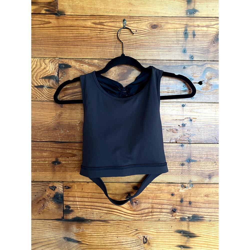 Vie Active High Neck Shredded Back Padded Black Sports Bra Large